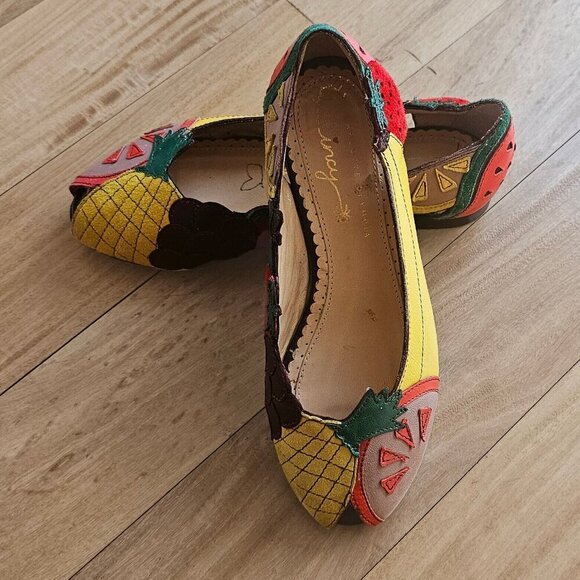 Charlotte Olympia Incy Tutti Frutti Peep Toe Leather Ballet Flats Shoes Girls 29 - Picture 14 of 14